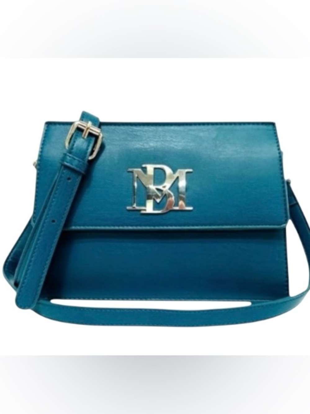 BADGLEY MISCHKA Teal Blue Smooth Vegan Leather Shoulder/X-body Bag